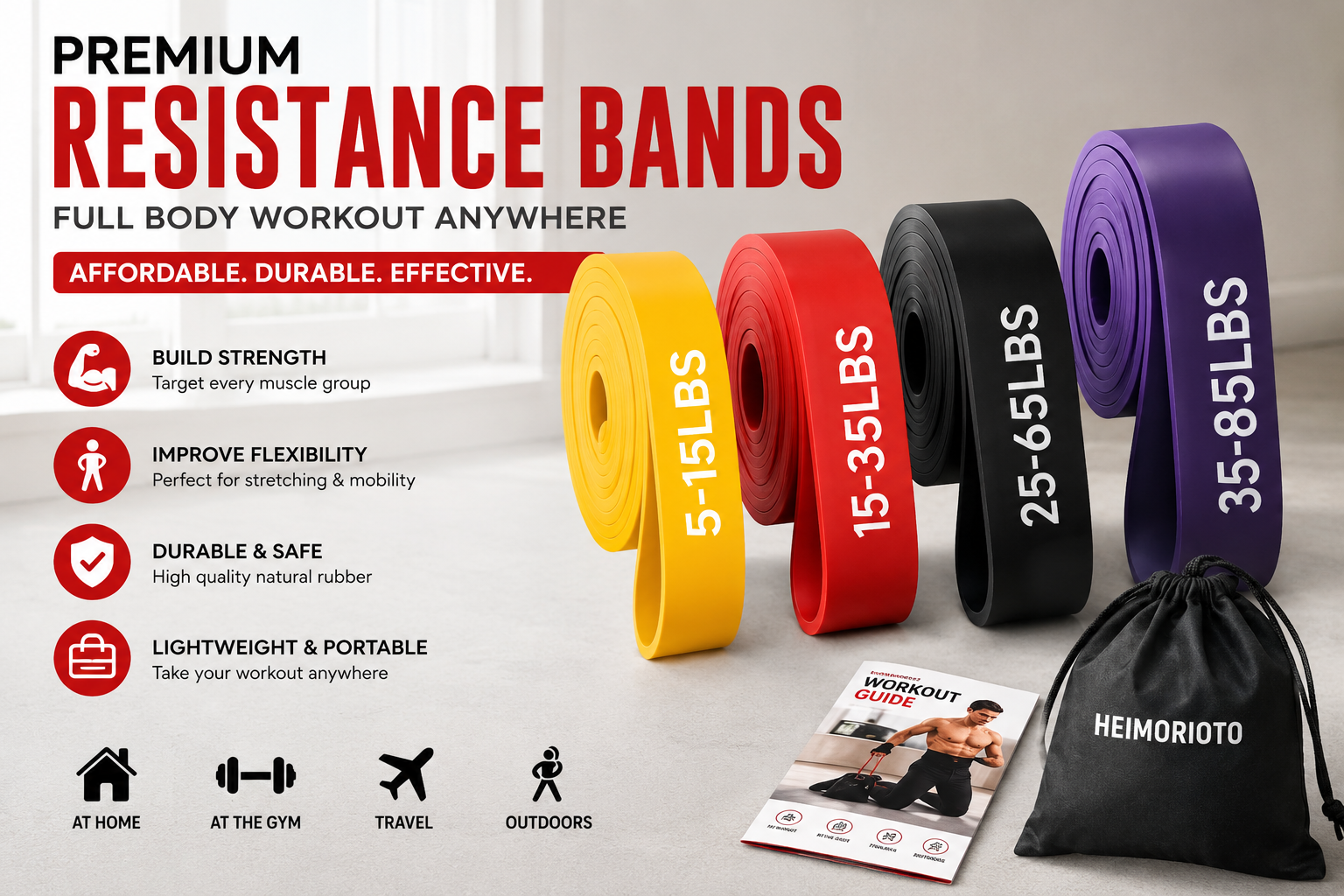 Professional resistance bands for home gym